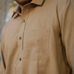 Classic Collar – Full Sleeve – Single Pocket – Handspun Khadi – Desert Khaki