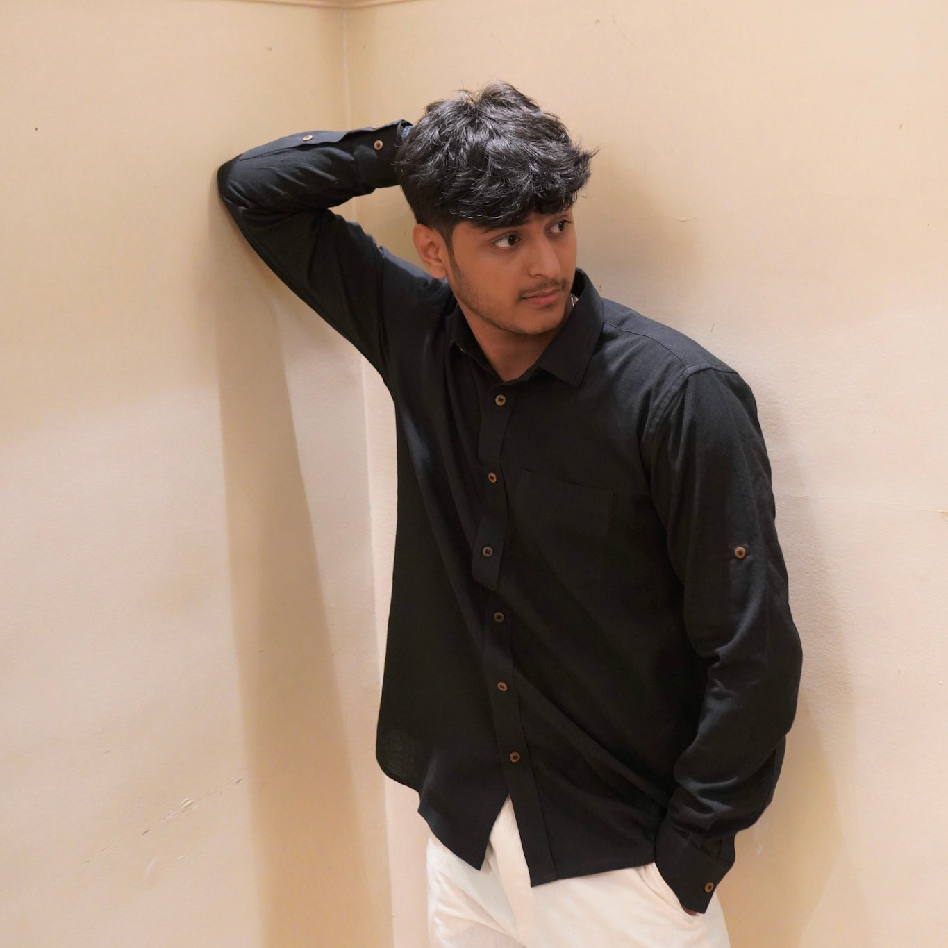 Khadi Shirt Trio — Classic Collar · Double & Single Pocket