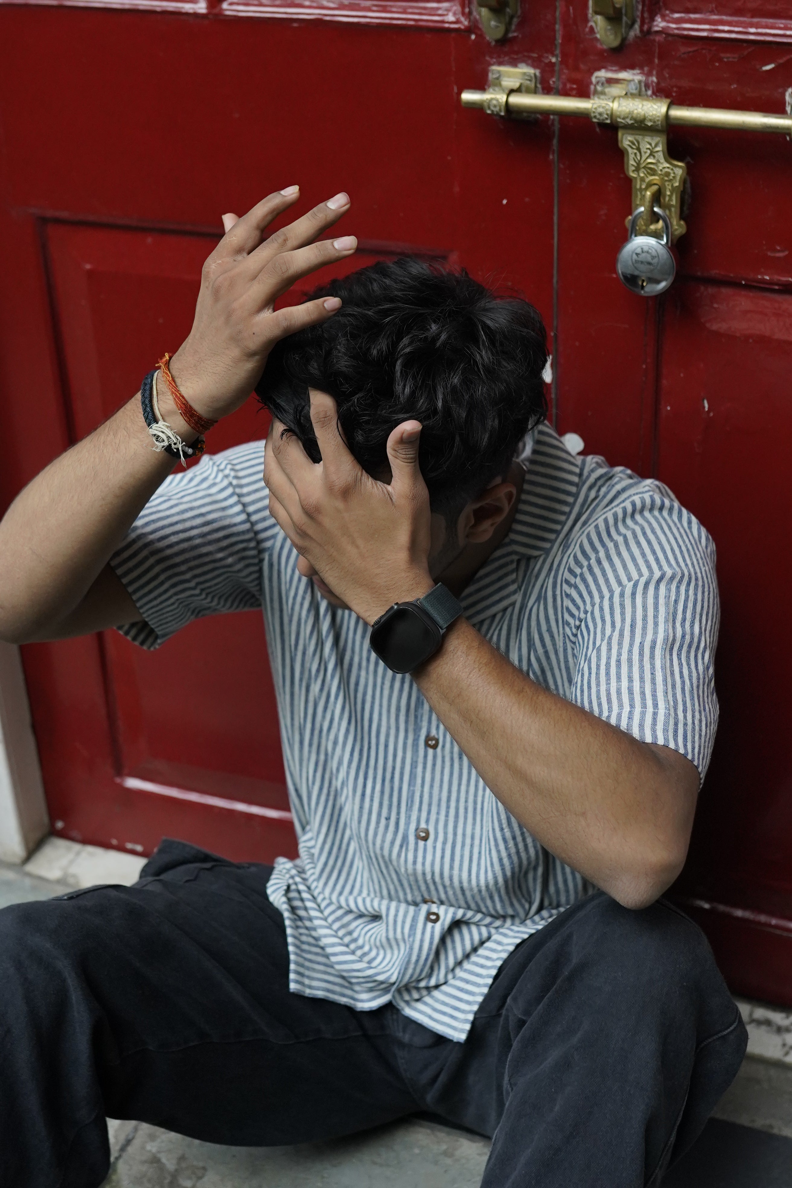 Pure Kala Cotton shirt Blue stripes.