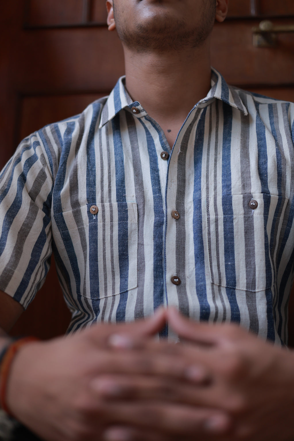 Kala Cotton Shirt for Men –  Double Pocket, Half Sleeves – Multi-Colour Stripes