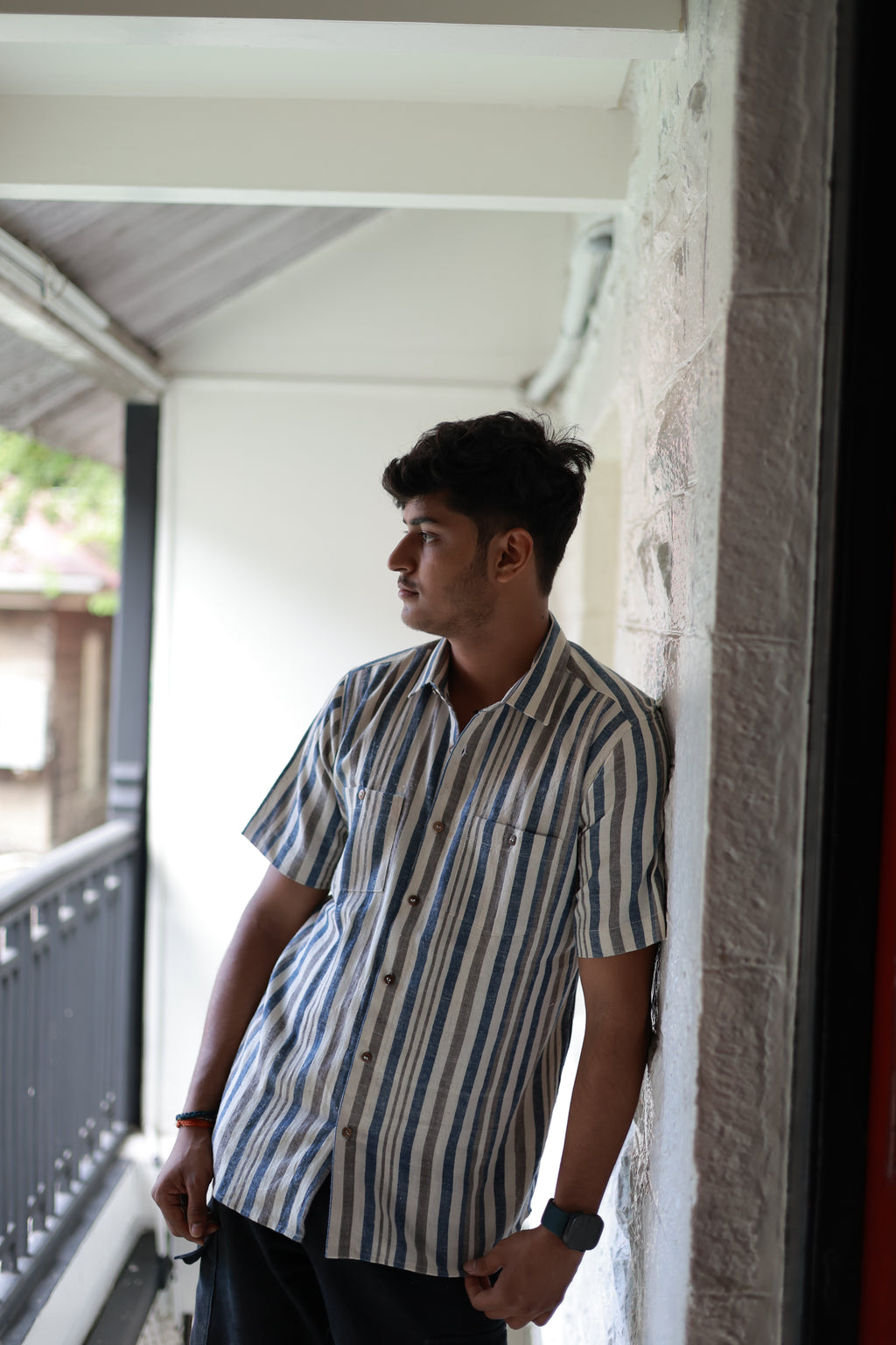 Kala Cotton Shirt for Men –  Double Pocket, Half Sleeves – Multi-Colour Stripes